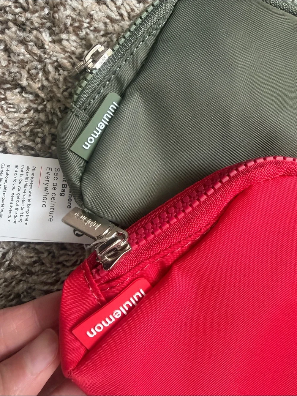 lululemon athletica Red and Olive Belt Bags